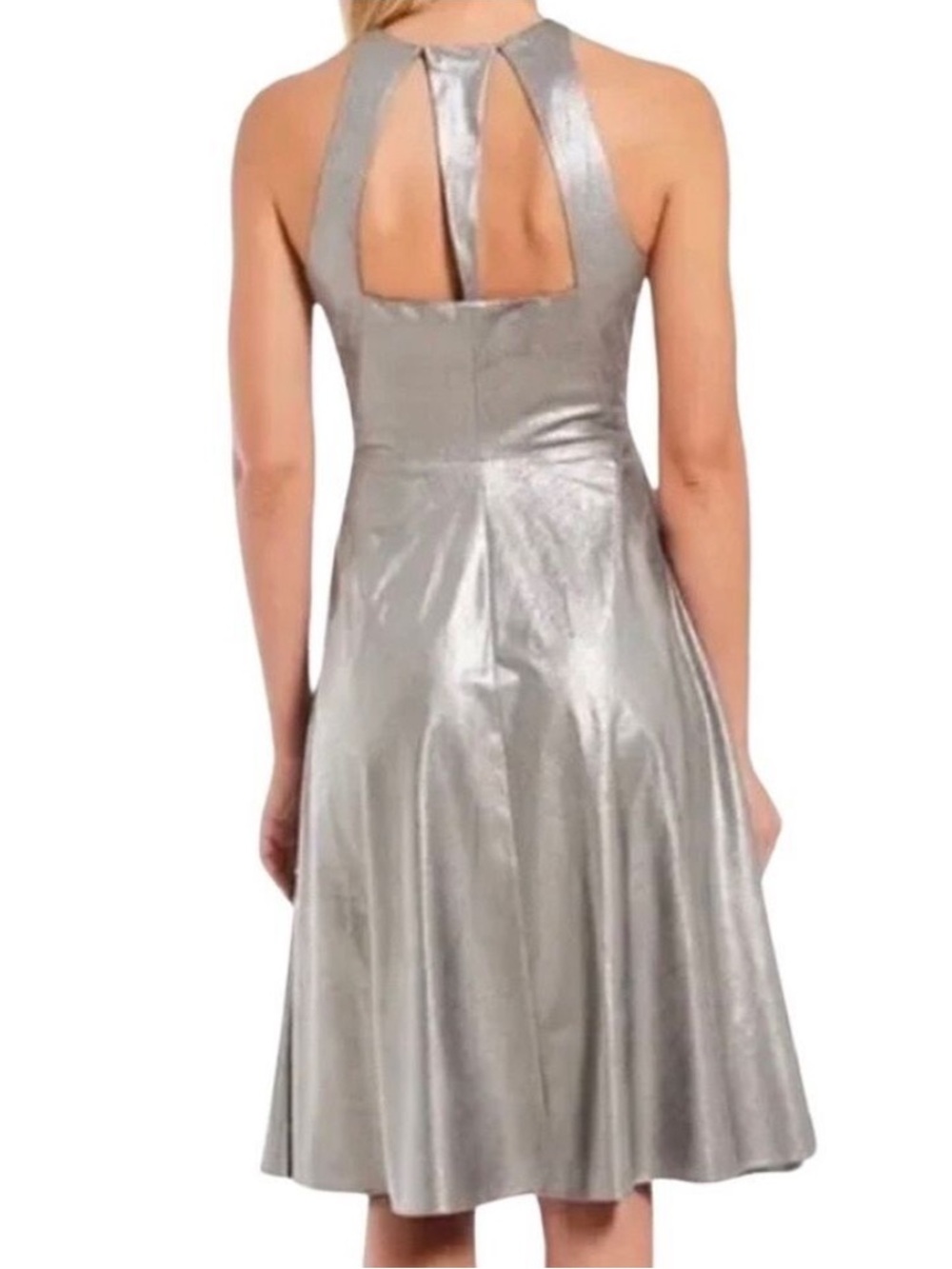 HALSTON Gunmetal Grey Metallic Dress NWT $189